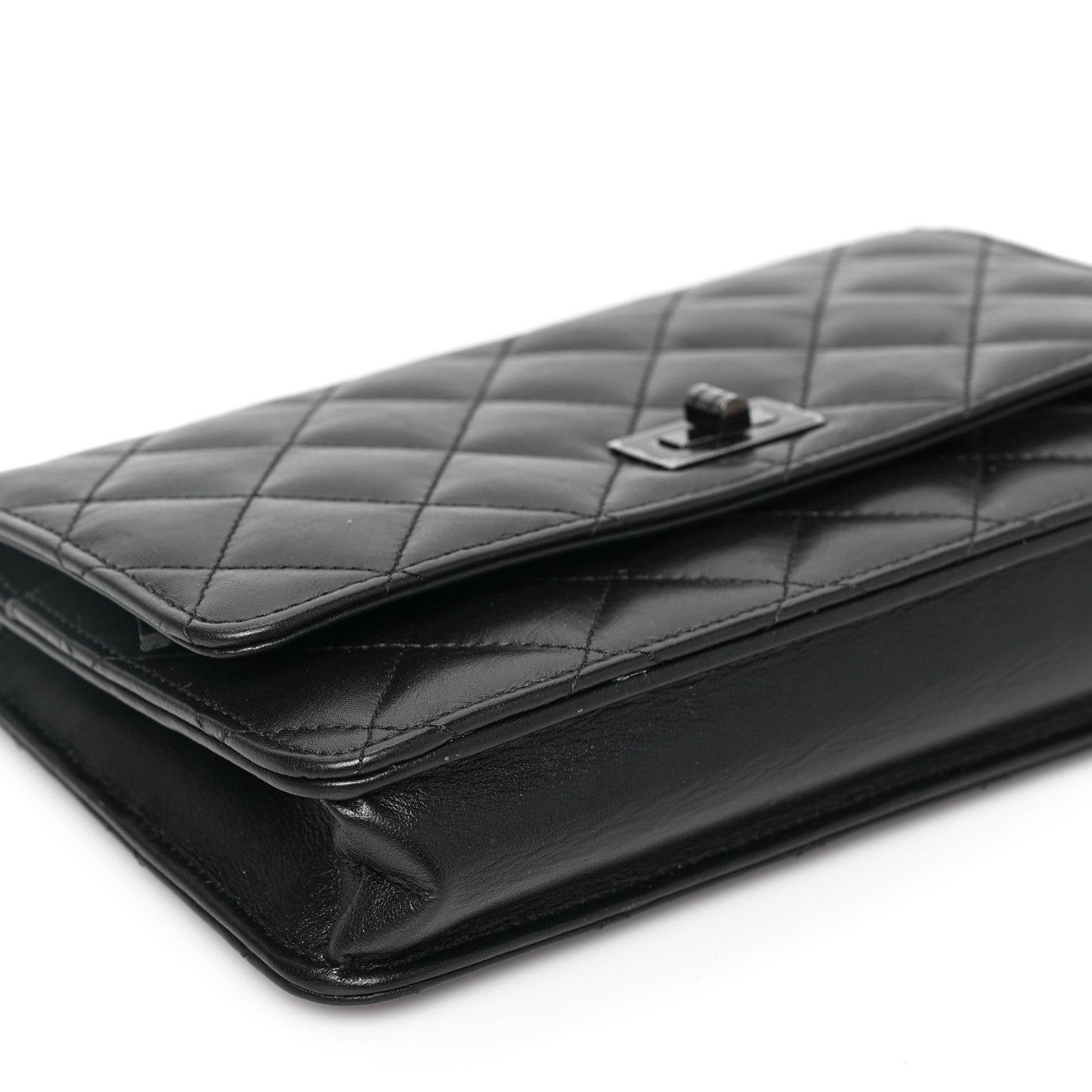 Chanel Aged Calfskin Quilted Reissue Wallet On Chain WOC So Black 8 of 9