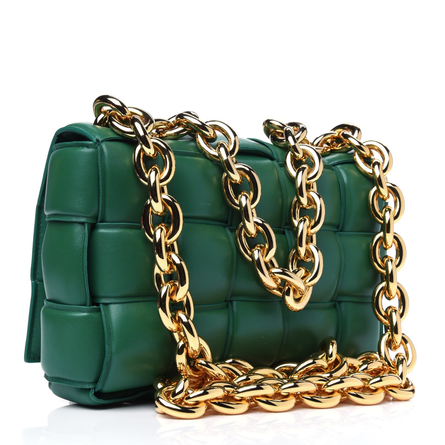 Bottega Veneta Lambskin Maxi Intreccio Padded Chain Cassette Crossbody Bag Racing Green 2 of 4