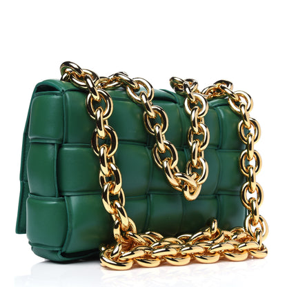 Bottega Veneta Lambskin Maxi Intreccio Padded Chain Cassette Crossbody Bag Racing Green 2 of 4