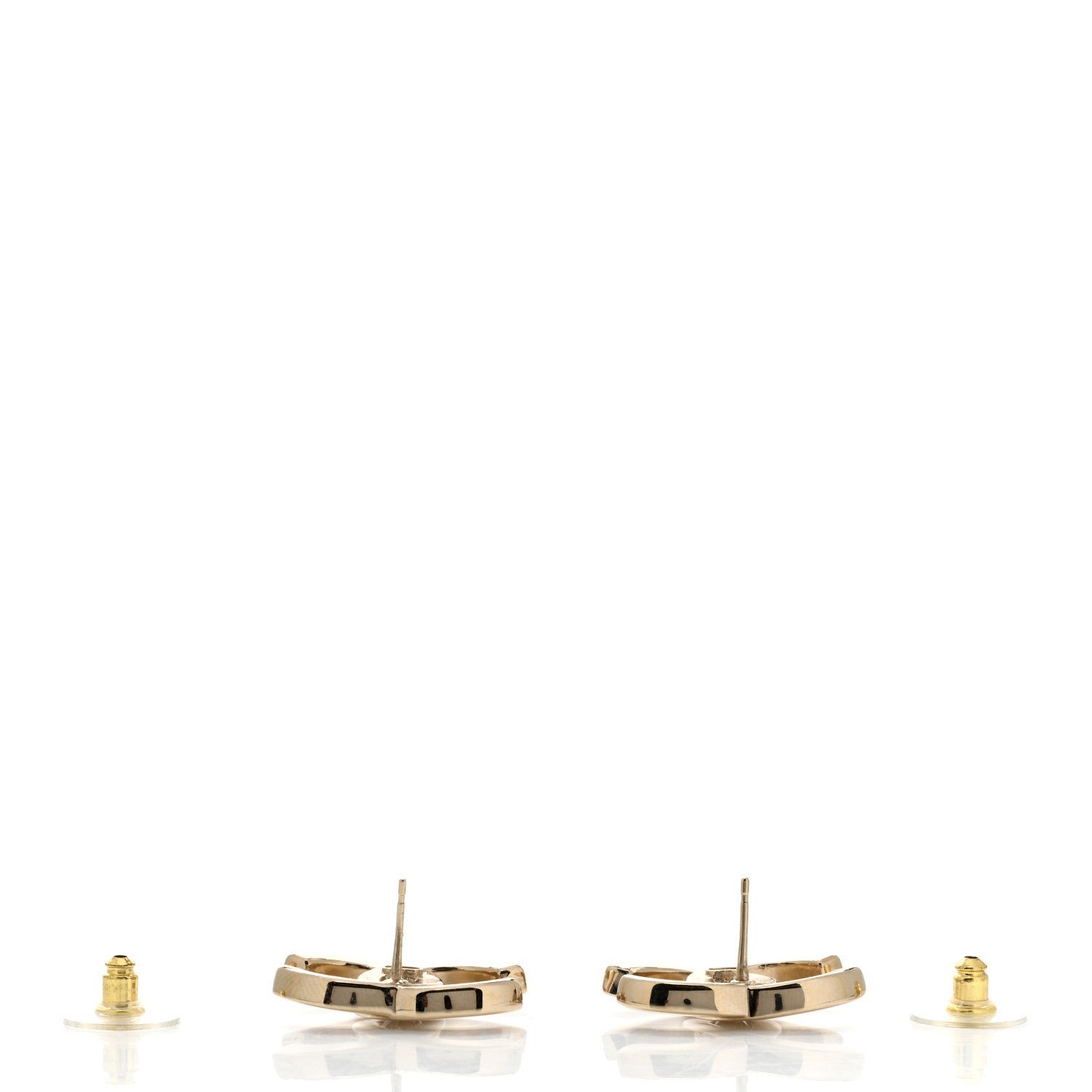 Chanel Crystal CC Large Stud Earrings Gold 3 of 4