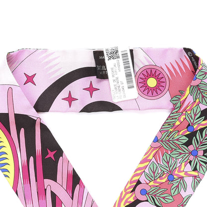 Hermes Silk La Source de Pegase Twilly Ebene Rose Vif Jaune Vif 2 of 4