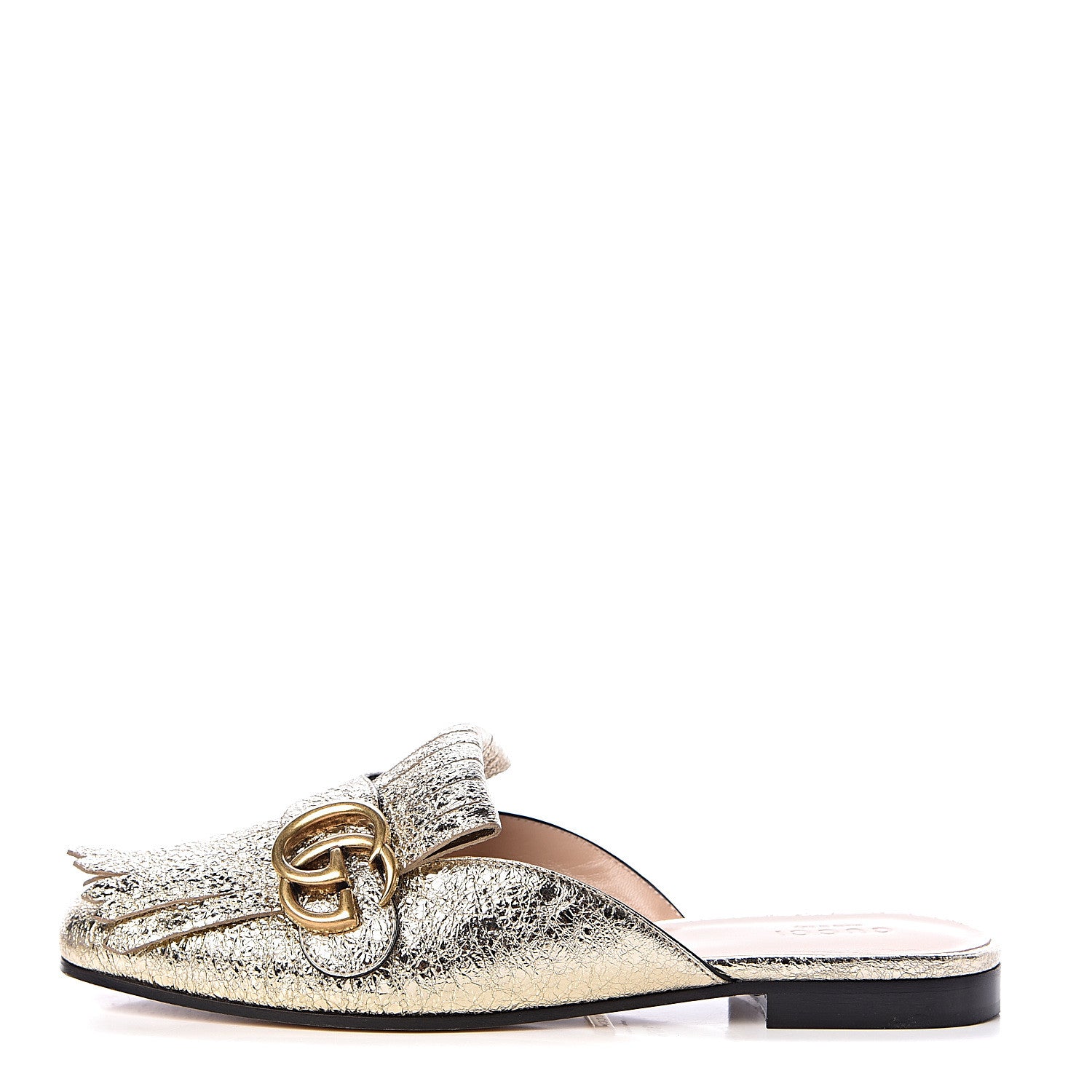 Gucci Galassia Womens GG Marmont Fringe Slippers 36.5 Platino 1 of 8