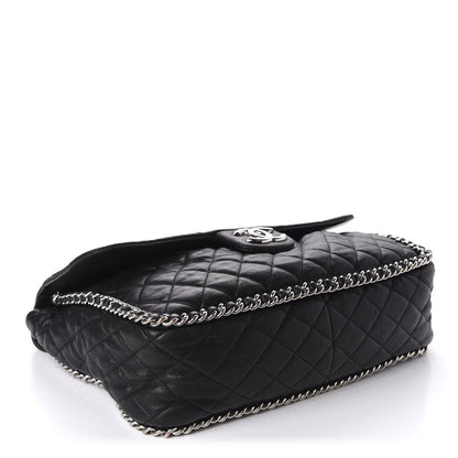 Chanel Washed Lambskin Quilted Maxi Chain Around Flap Black 3 of 12