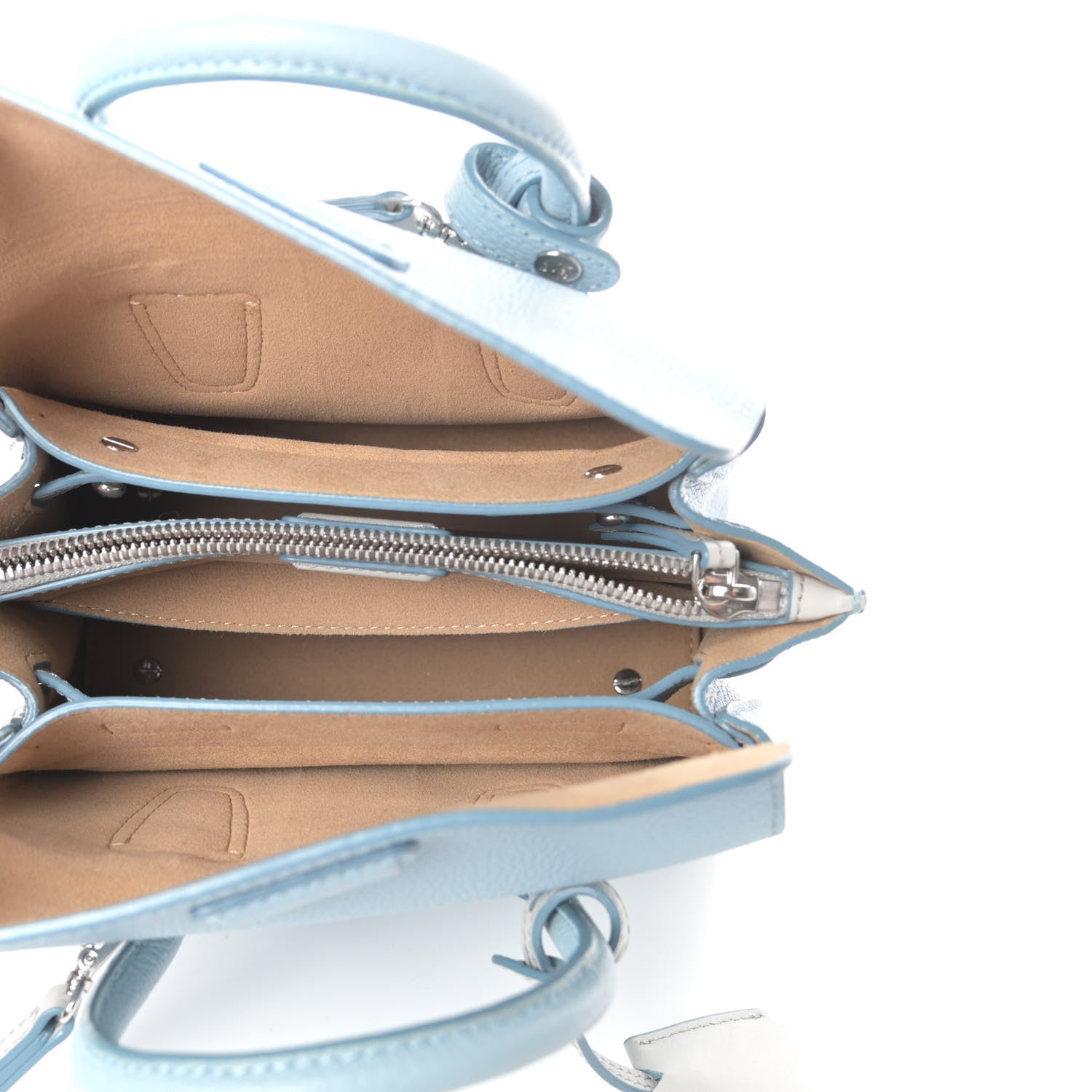MCM Grained Calfskin Mini Milla Tote Sky Blue 5 of 7