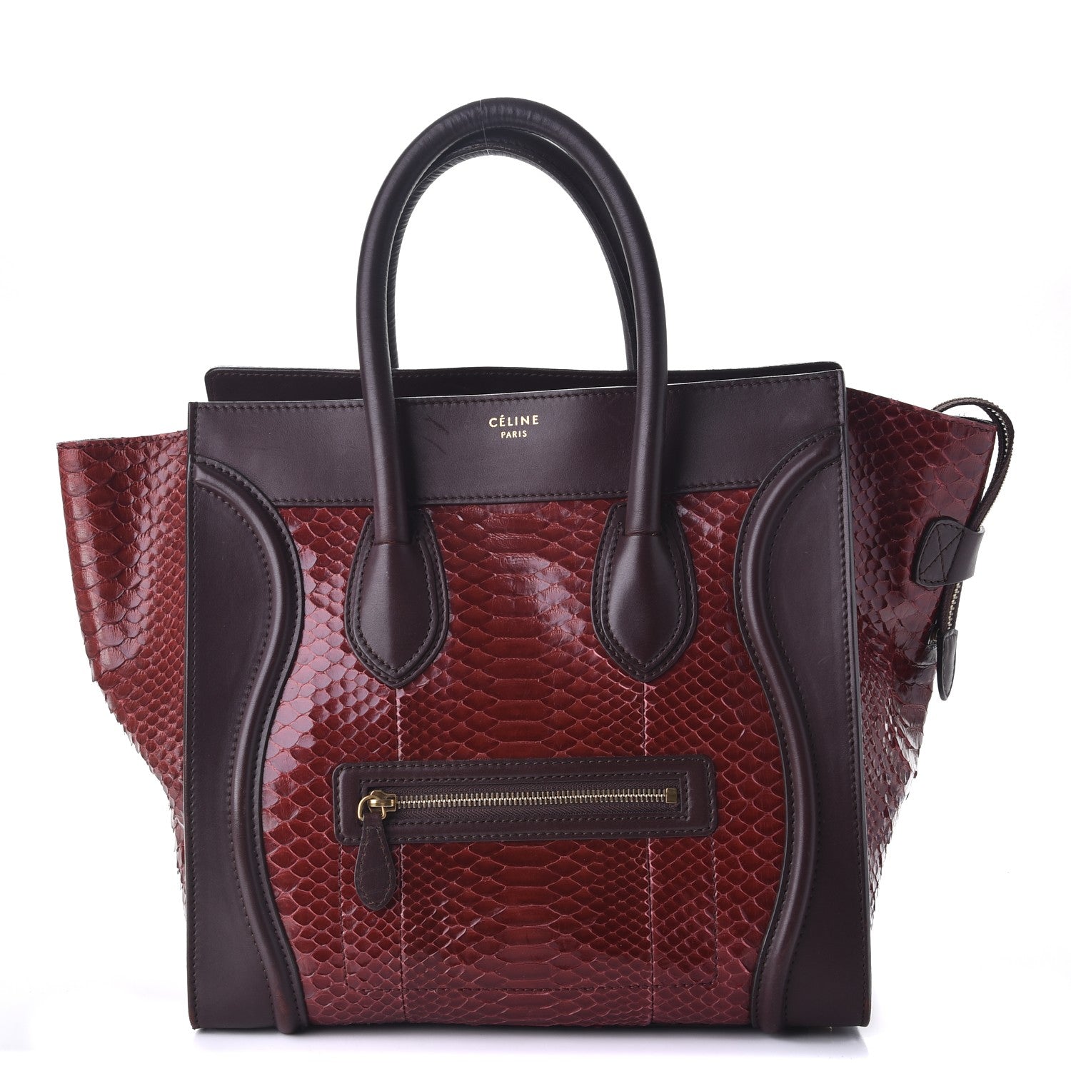 Celine Python Smooth Calfskin Mini Luggage Burgundy 1 of 16