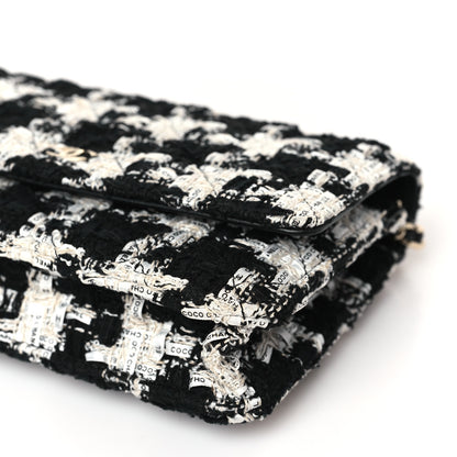 Chanel Tweed Quilted Wallet On Chain WOC Black Ecru White 10 of 10