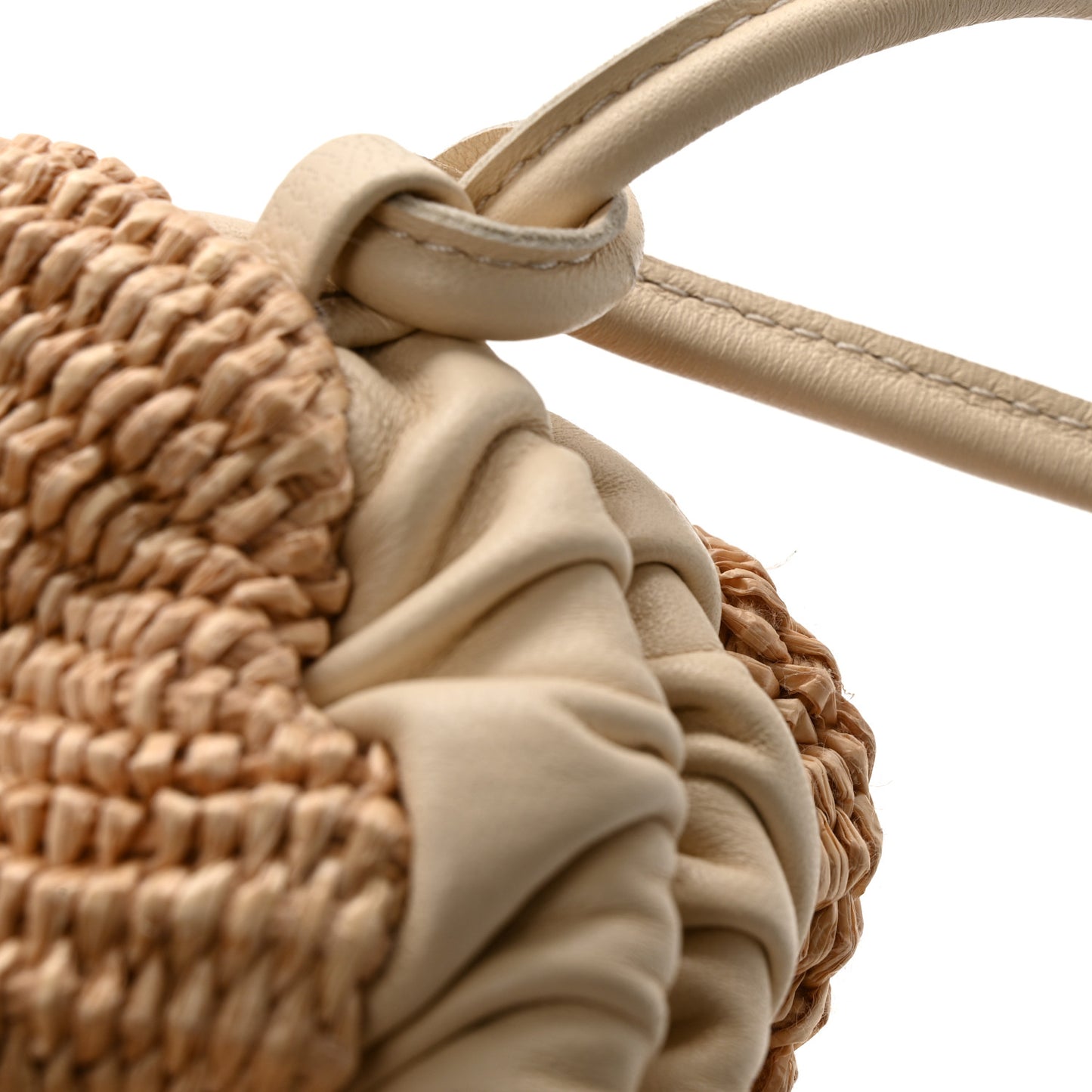 Raffia Lambskin Woven Mini Cloud Clutch Natural Avorio