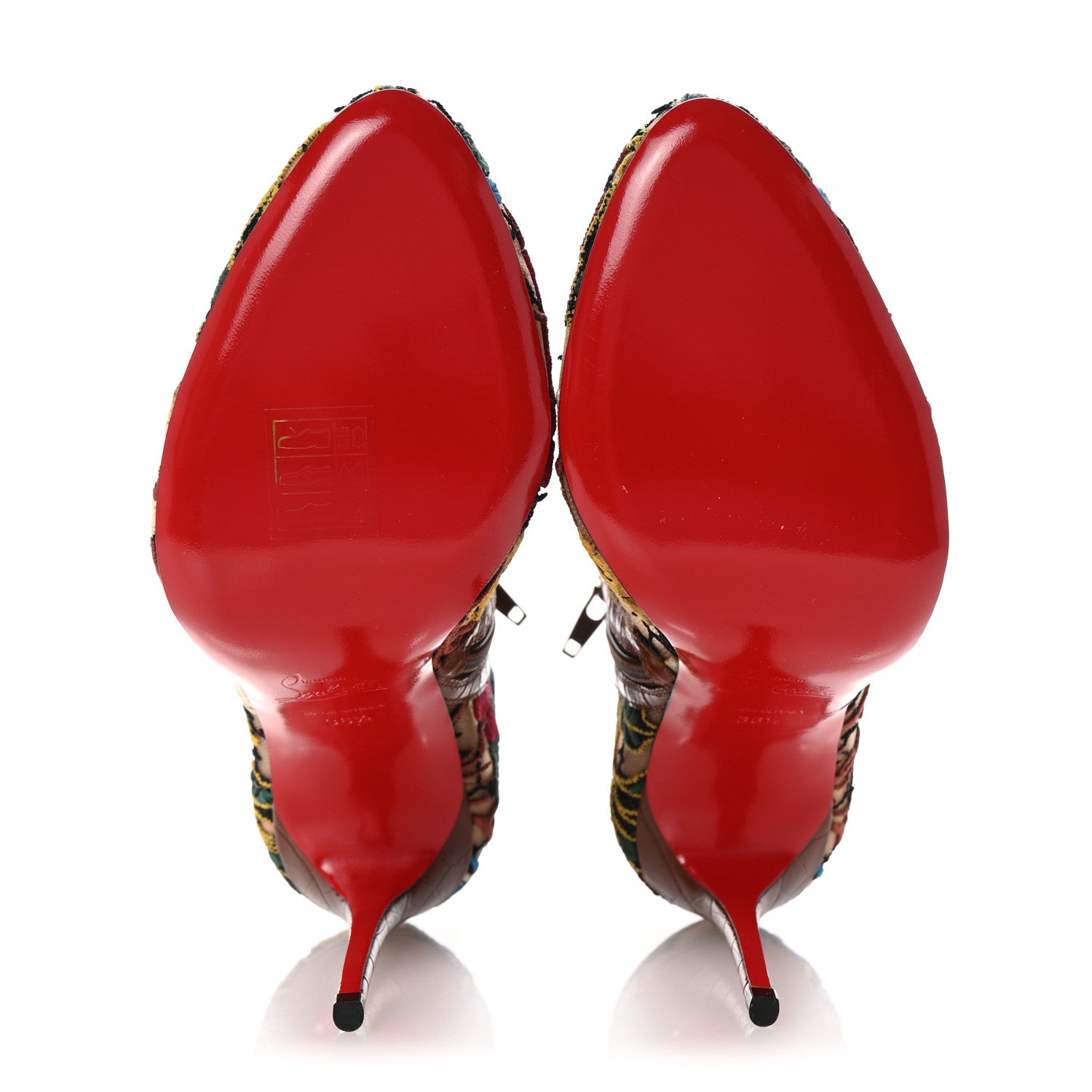 Christian Louboutin Mesh Guipure Wax Lace Calfskin Embossed Miss Tennis 100 Ankle Boots 36.5 Multicolor 6 of 9