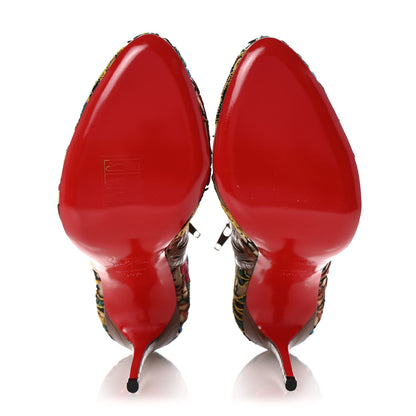Christian Louboutin Mesh Guipure Wax Lace Calfskin Embossed Miss Tennis 100 Ankle Boots 36.5 Multicolor 6 of 9