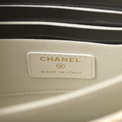 Chanel Shiny Goatskin Quilted Chanel 19 Small Pouch With Handle White 6 of 8