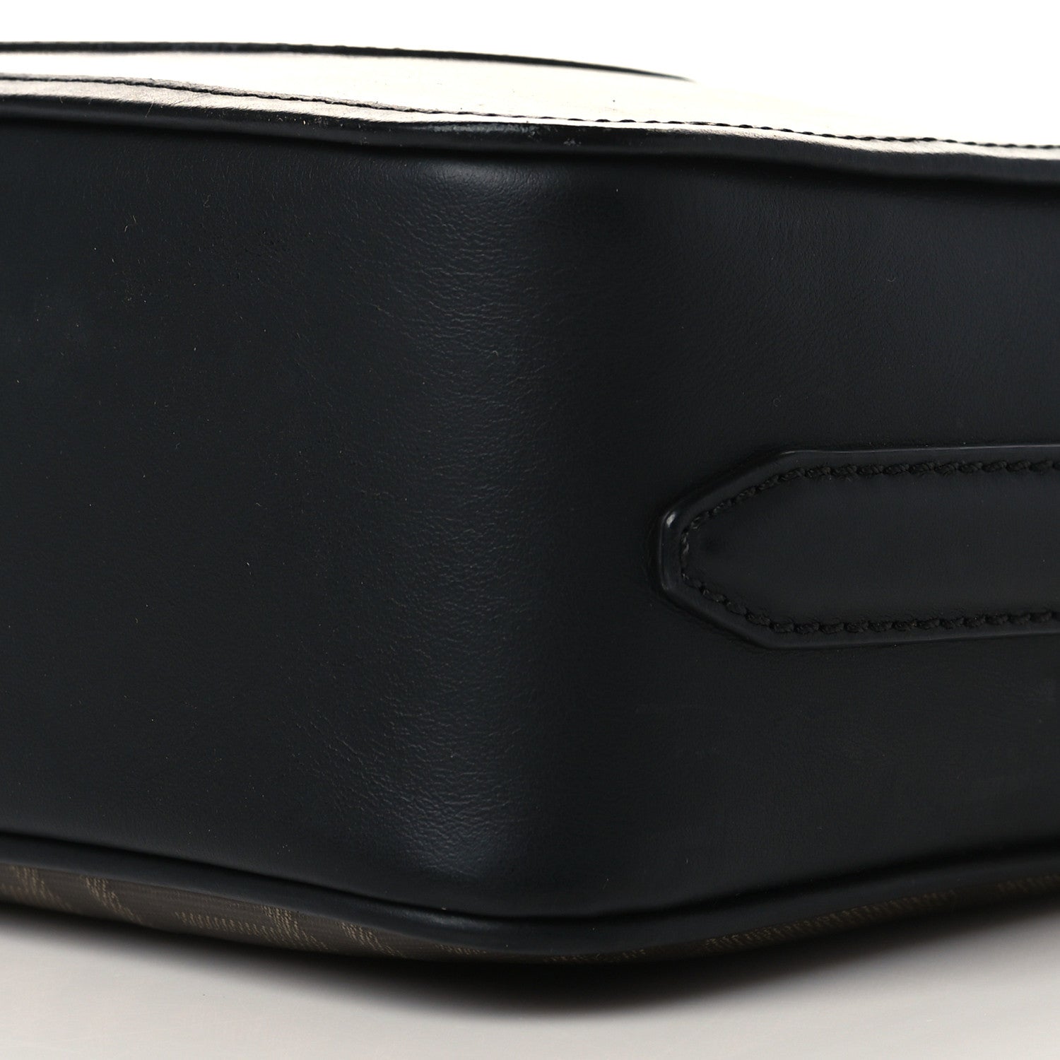 Fendi Glazed Fabric Vitello Century F is Fendi FF 1974 Stamp Patch Camera Case Mogano Panna Black 10 of 10