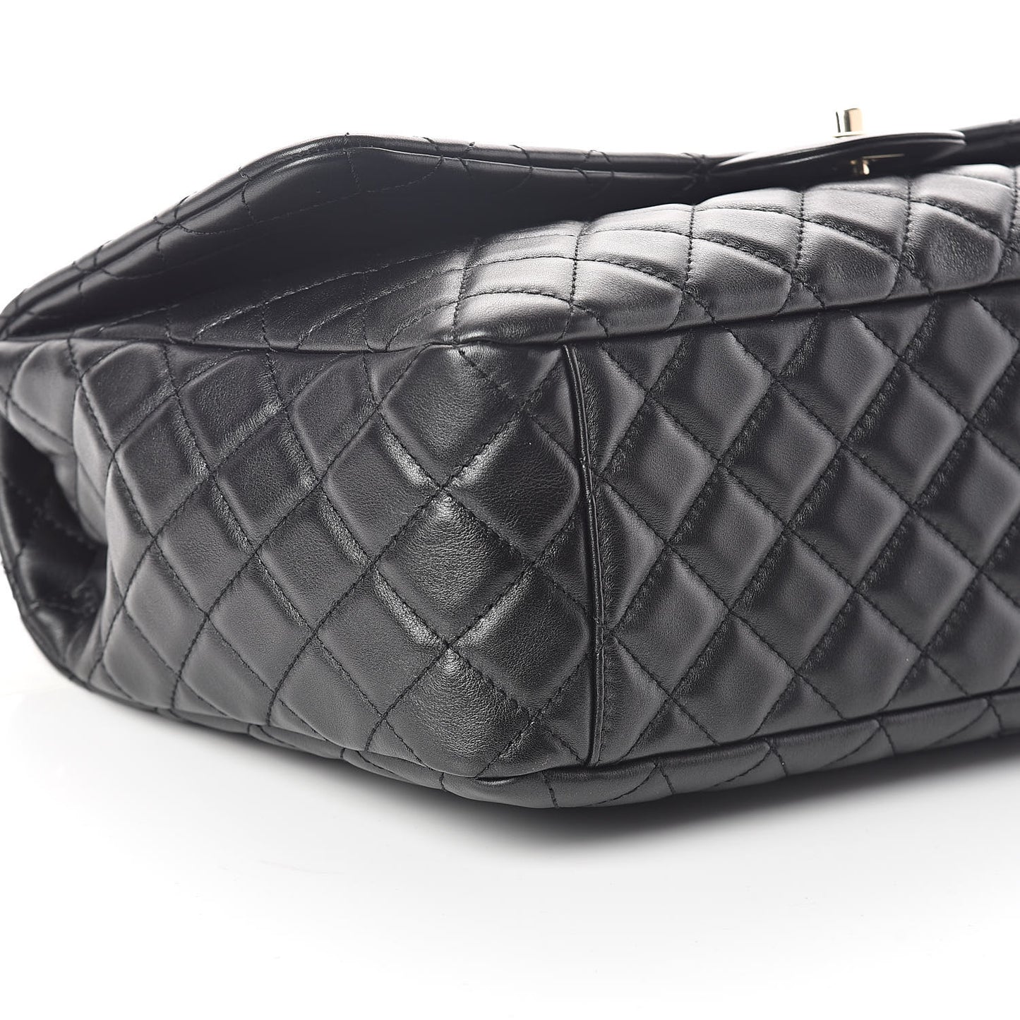 Metallized Calfskin Quilted Small XXL Travel Flap Bag Black