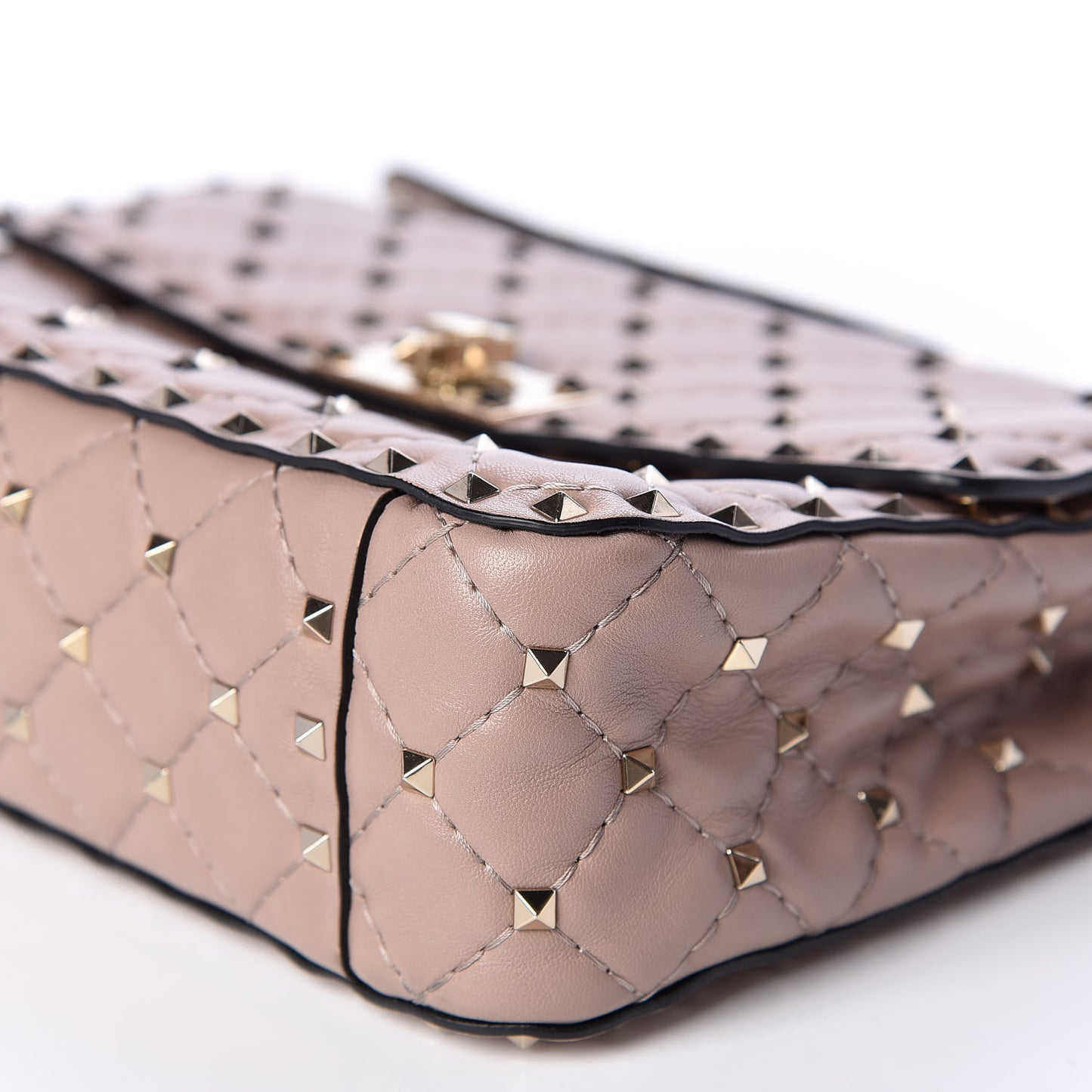 Lambskin Medium Rockstud Spike Shoulder Bag Poudre