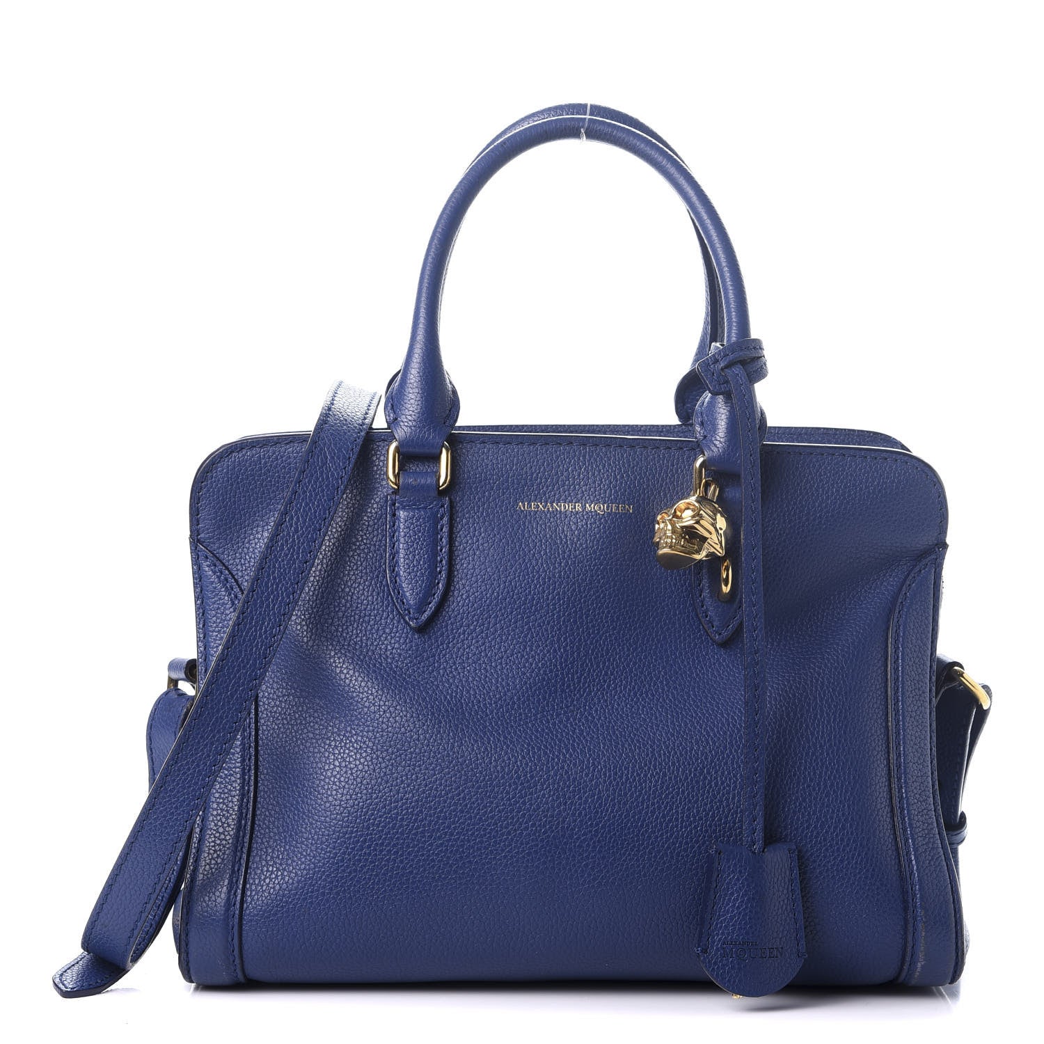 Alexander McQueen Pebbled Calfskin Small Skull Padlock Zip Around Tote Ultramarine 1 of 8