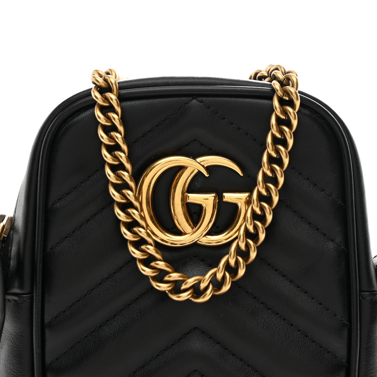 Gucci Calfskin Matelasse Mini GG Marmont Crossbody Bag Black 15 of 19