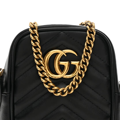 Gucci Calfskin Matelasse Mini GG Marmont Crossbody Bag Black 15 of 19