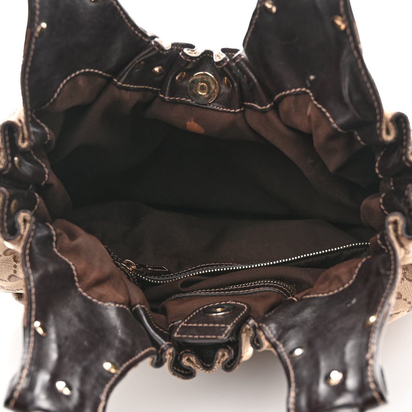 Monogram Studded Medium Pelham Shoulder Bag Dark Brown