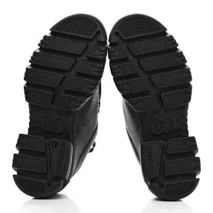 Gucci GG Supreme Monogram Quebec Calfskin Retro Interlocking G Mens Platform Derby Loafers 9 Black 5 of 9