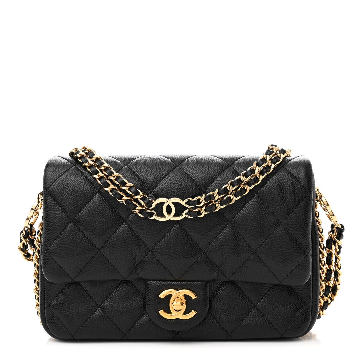 Caviar Quilted Mini CC You Flap Black