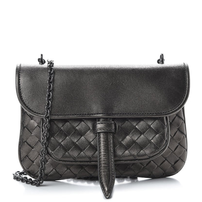 Bottega Veneta Nappa Intrecciato Front Pocket Flap With Chain Dark Silver 1 of 9