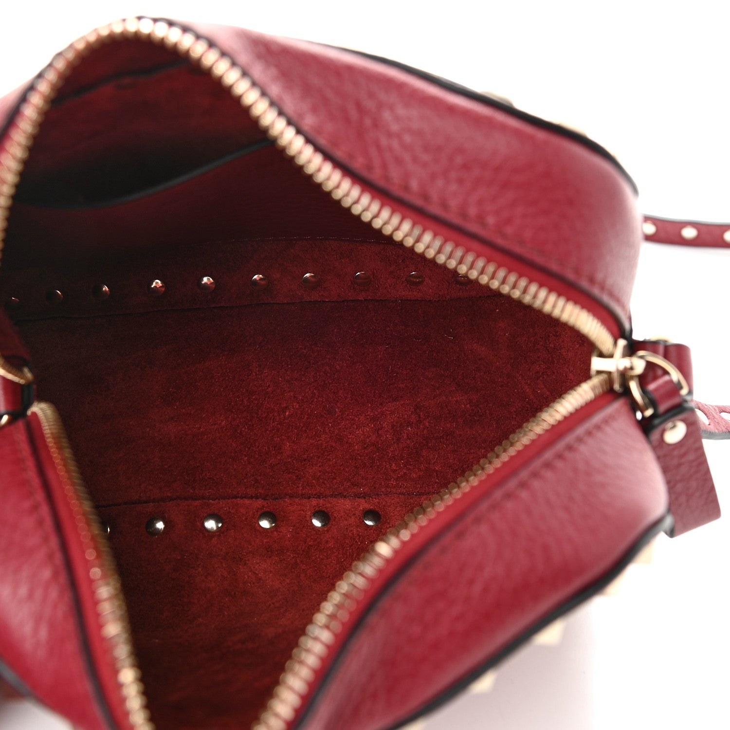 Valentino Garavani Pebbled Calfskin Rockstud Camera Crossbody Bag Rubino 5 of 8