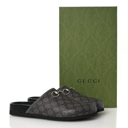 Gucci GG Supreme Monogram Granada Kid Mens Horsebit Lug Sole Mules 9 Grey Black 11 of 11