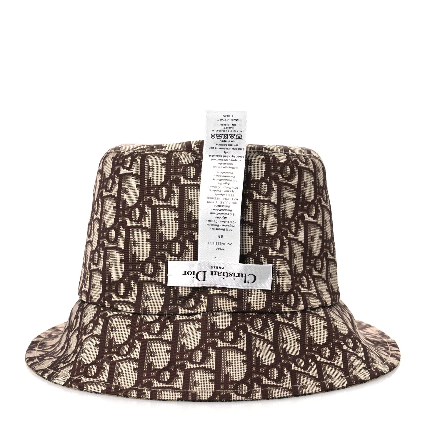 Oblique Toile De Jouy Reversible Teddy-D Brim Bucket Hat 59 Hazelnut Black