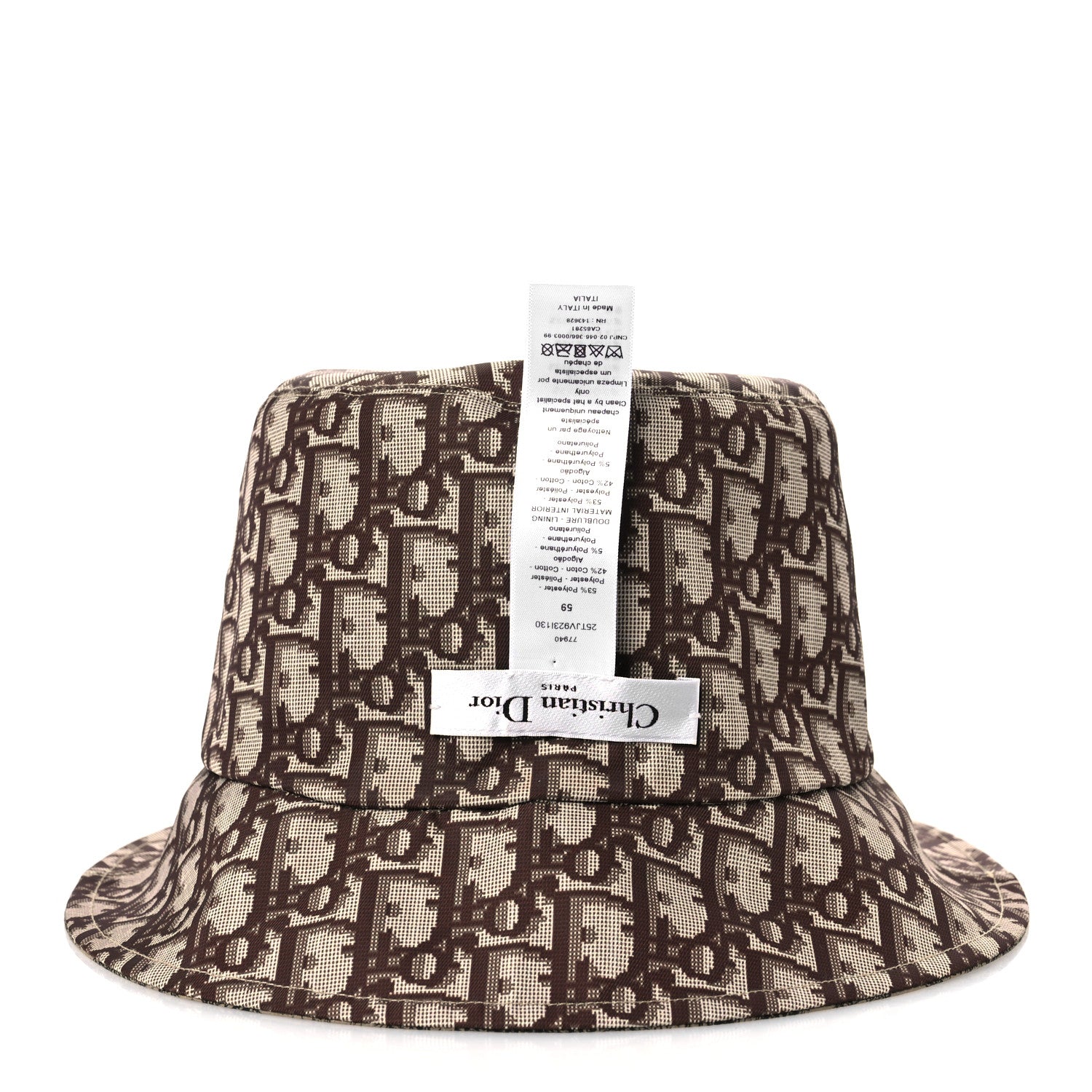 Christian Dior Oblique Toile De Jouy Reversible Teddy-D Brim Bucket Hat 59 Hazelnut Black 11 of 15