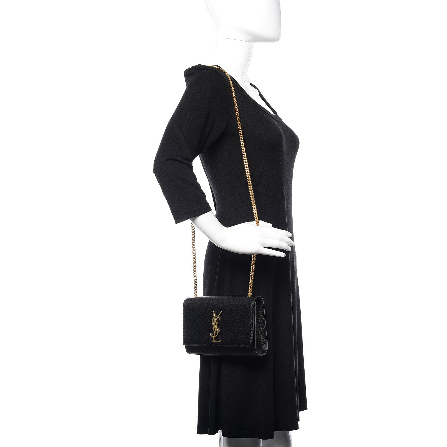 Saint Laurent Grain De Poudre Small Monogram Kate Satchel Black 2 of 9