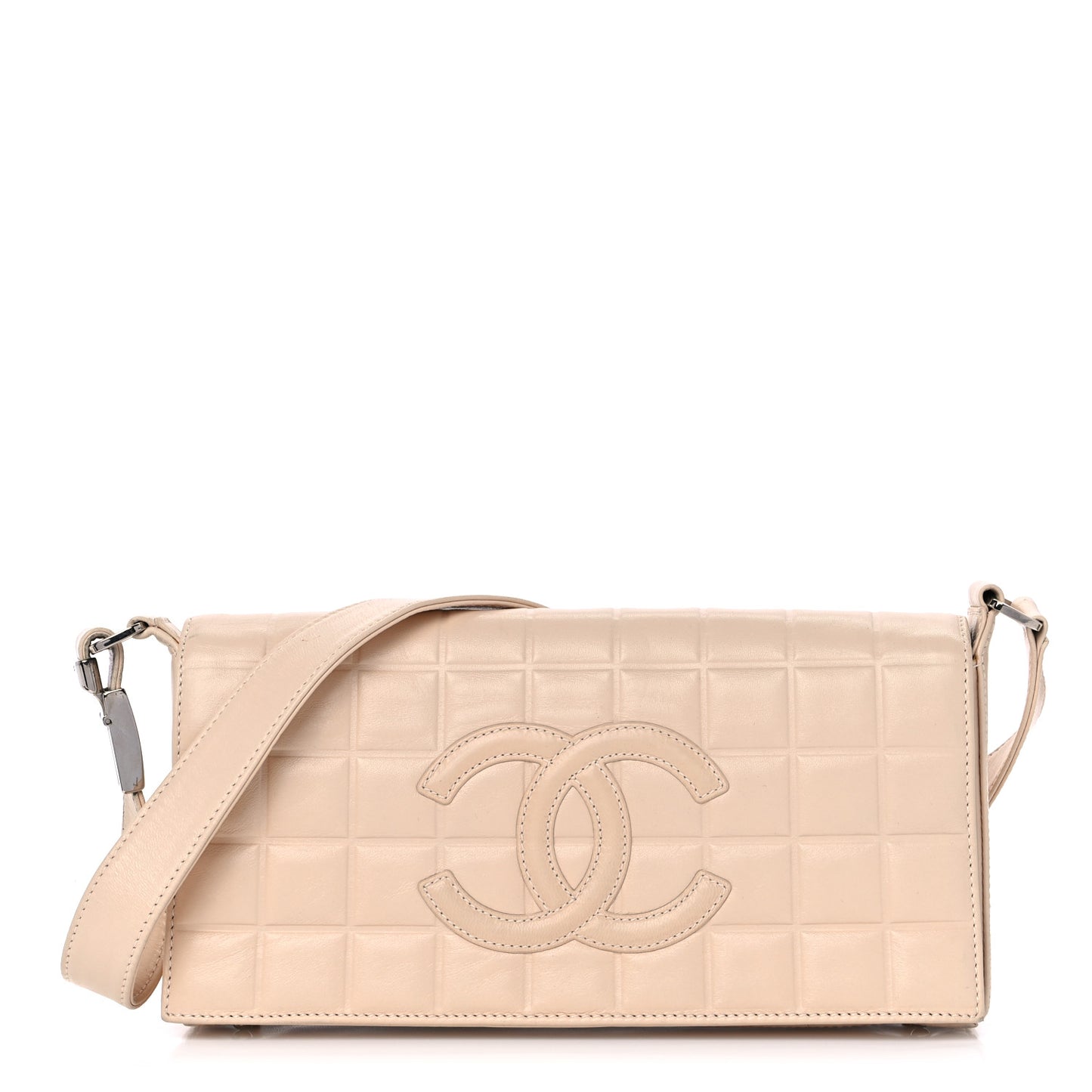 Lambskin Quilted CC Chocolate Bar Flap Beige
