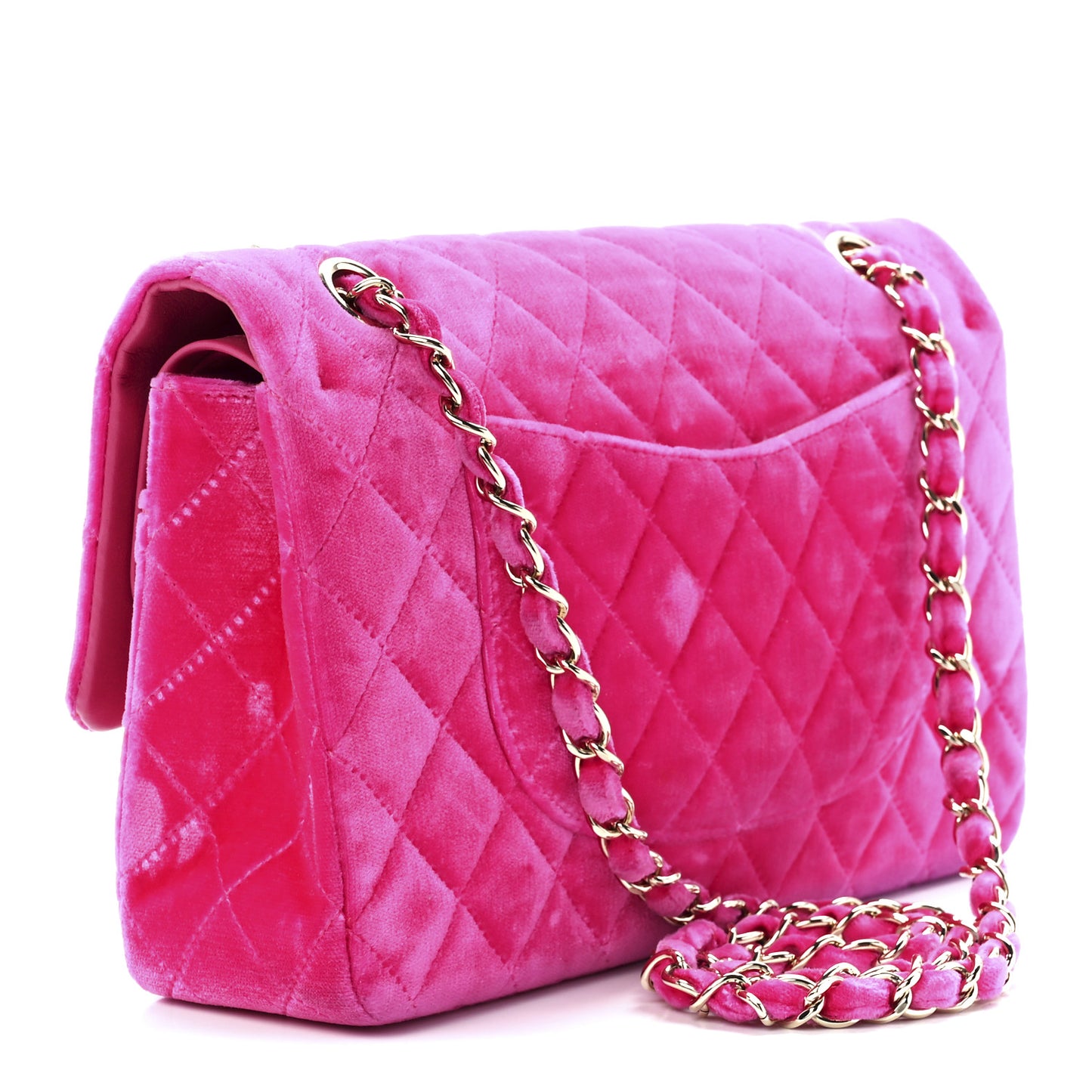 Velvet Quilted Medium Double Flap Pink