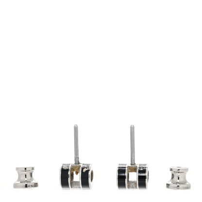 Hermes Palladium Lacquered Mini Pop H Earrings Black 3 of 7