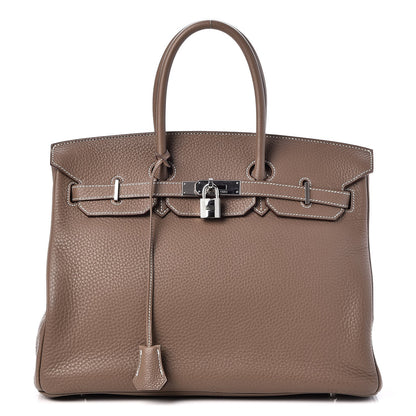 Hermes Taurillon Clemence Birkin 35 Etoupe 1 of 32