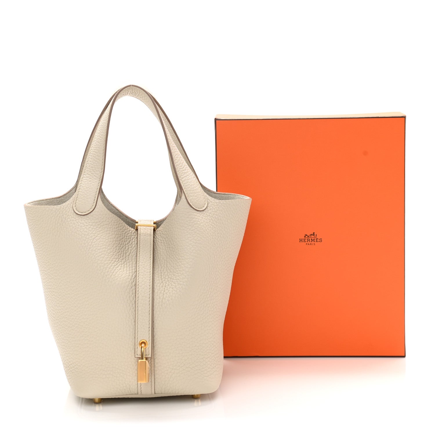 Hermes Taurillon Clemence Picotin Lock 18 PM Beton 10 of 10