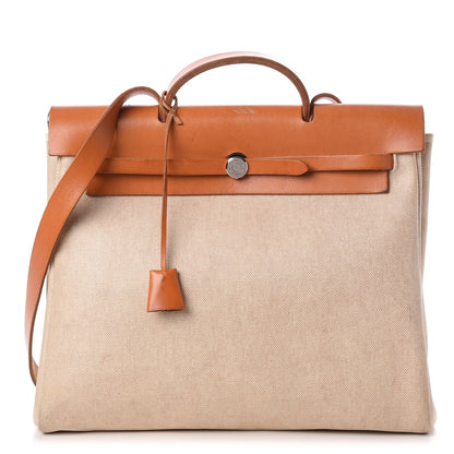 Hermes Toile Vache Calfskin Herbag 39 MM Natural 1 of 37