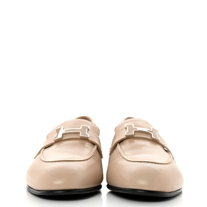 Hermes Chevre Womens Paris Loafers 38.5 Beige Nude 2 of 9