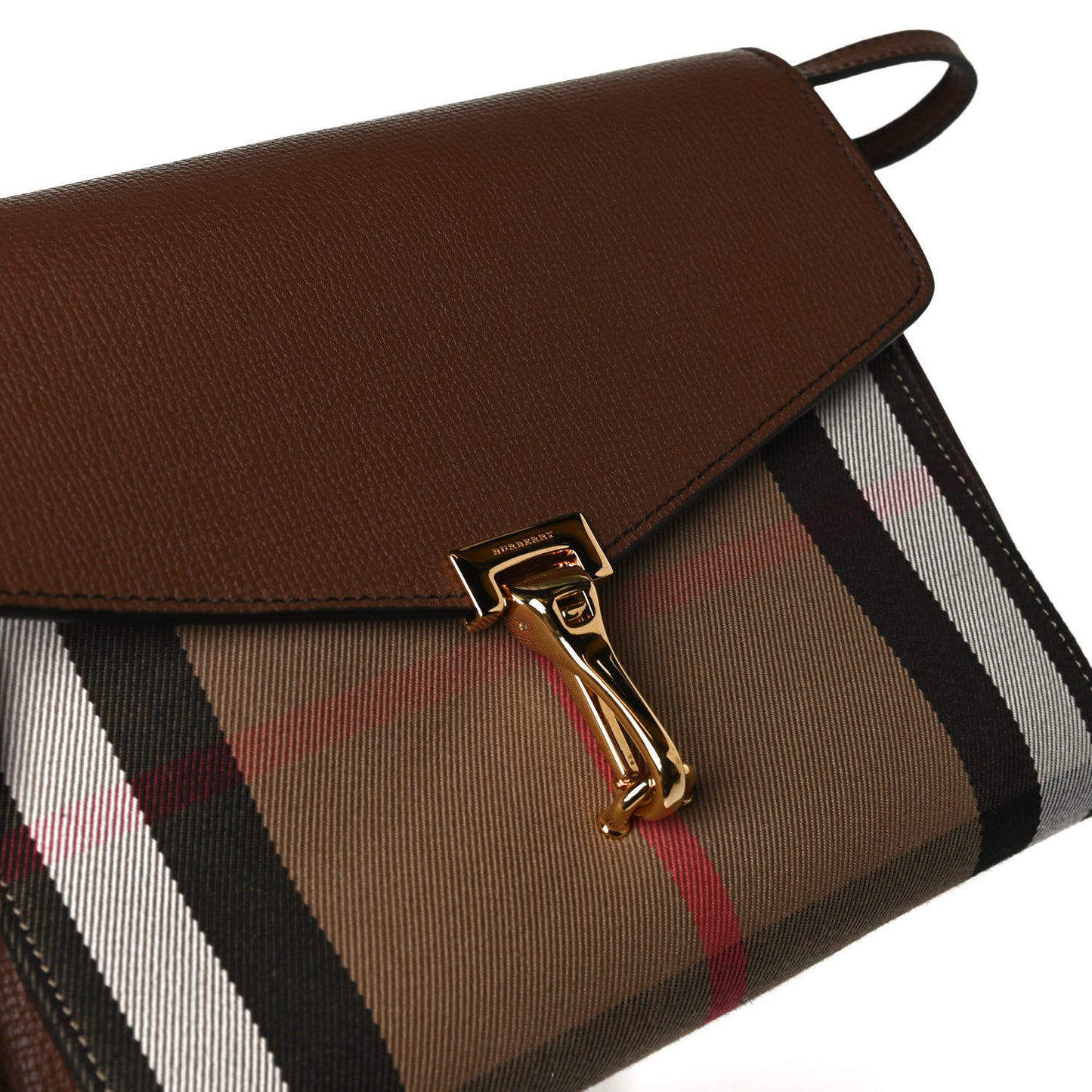 Derby Calfskin House Check Small Macken Crossbody Bag Tan
