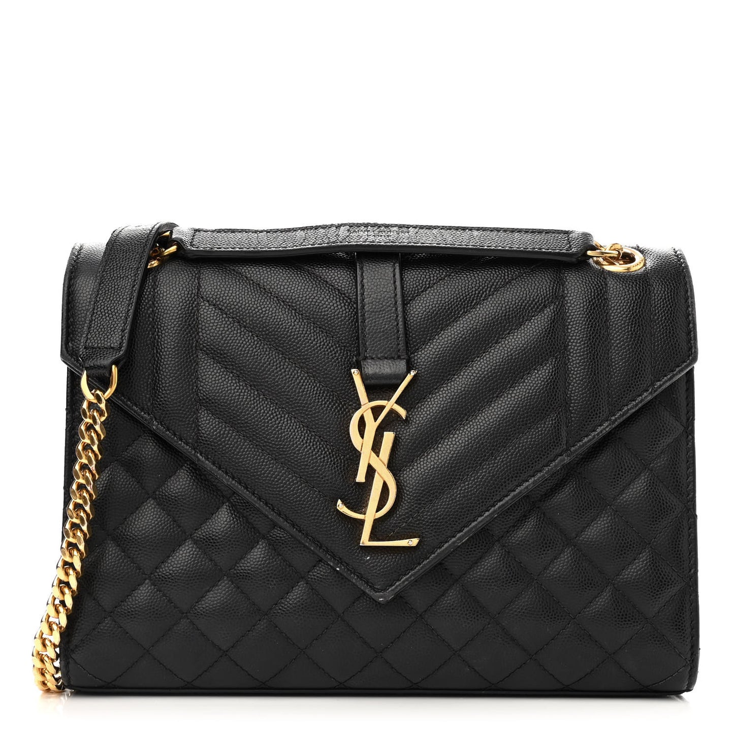 Grain De Poudre Textured Mixed Matelasse Triquilt Medium Monogram Satchel Black