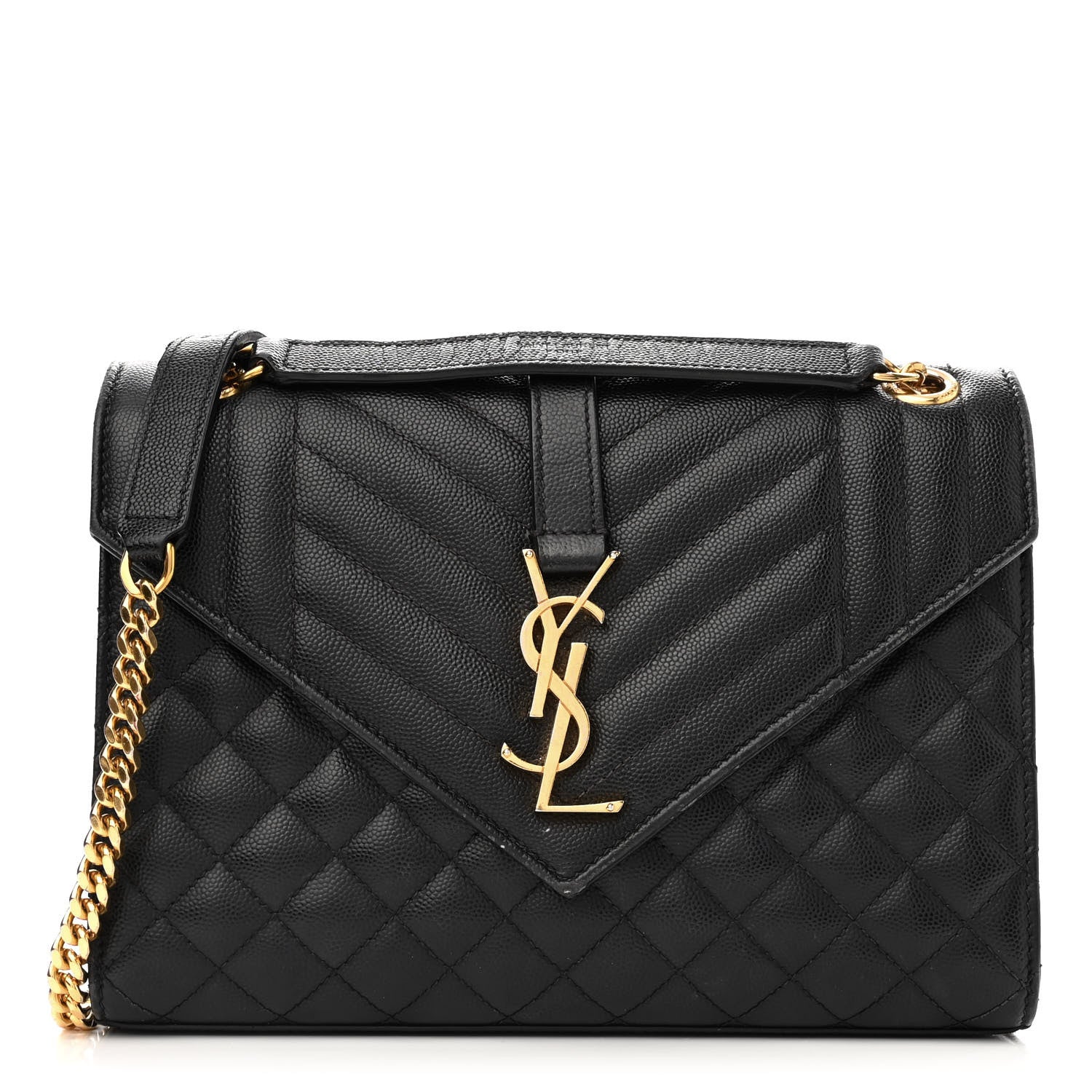 Saint Laurent Grain De Poudre Textured Mixed Matelasse Triquilt Medium Monogram Satchel Black 1 of 14