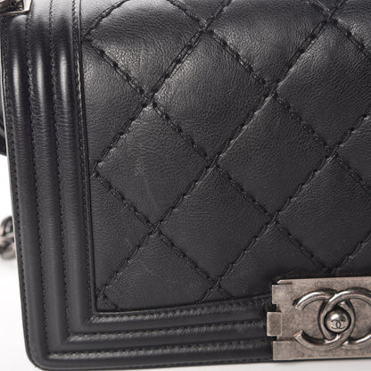Chanel Calfskin Double Stitch Medium Boy Flap Black 9 of 14