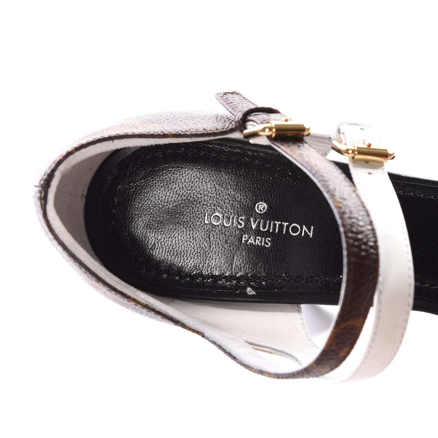 Calfskin Monogram Matchmake Cross Sandals 36 Black White