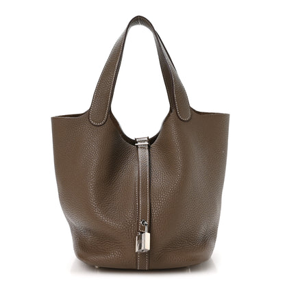Hermes Taurillon Clemence Picotin Lock 22 MM Etoupe 1 of 12