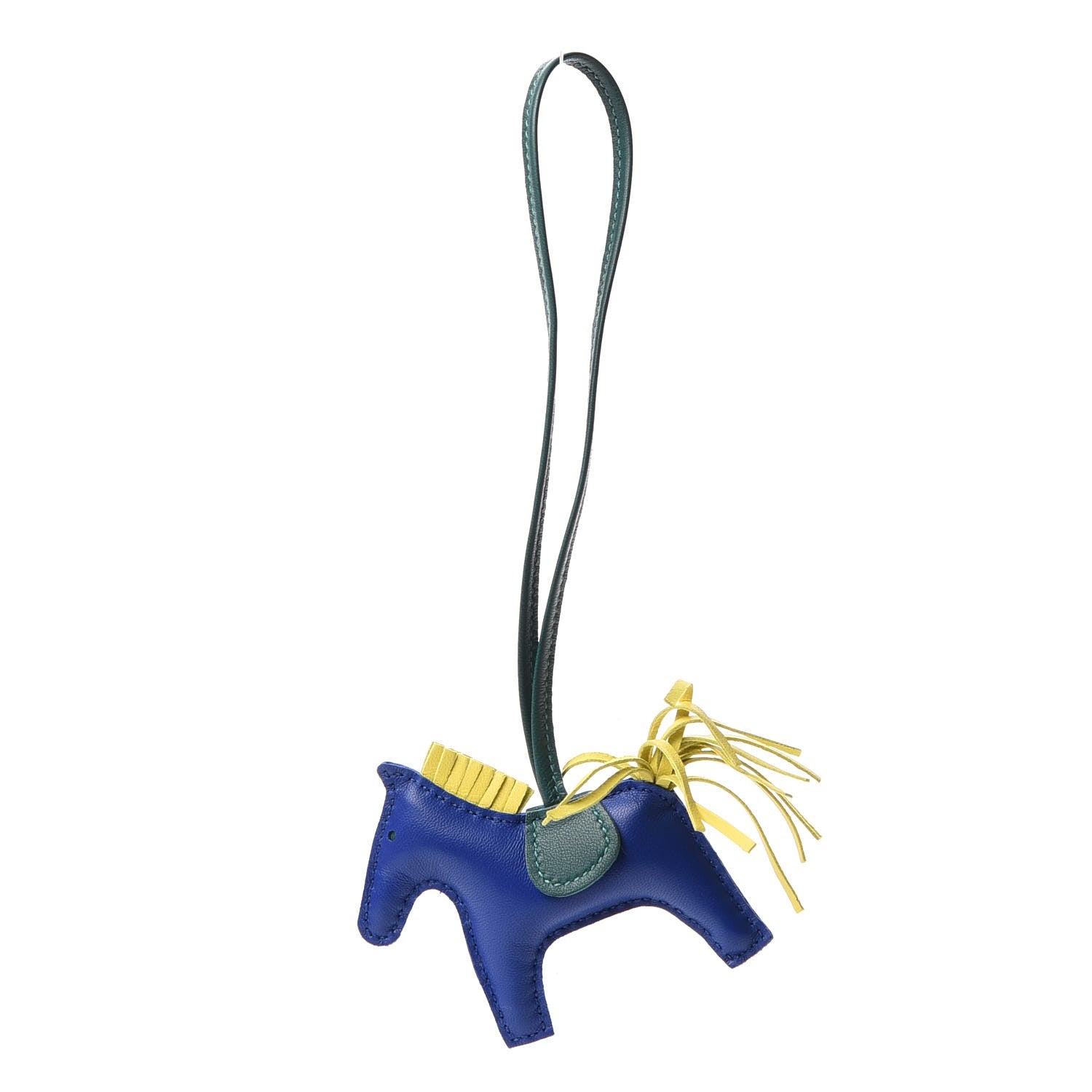 Hermes Milo Lambskin Grigri Rodeo Horse Bag Charm PM Bleu Electrique Lime Malachite 1 of 4