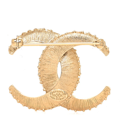 Chanel Metal Crystal Baguette CC Brooch Gold 3 of 4