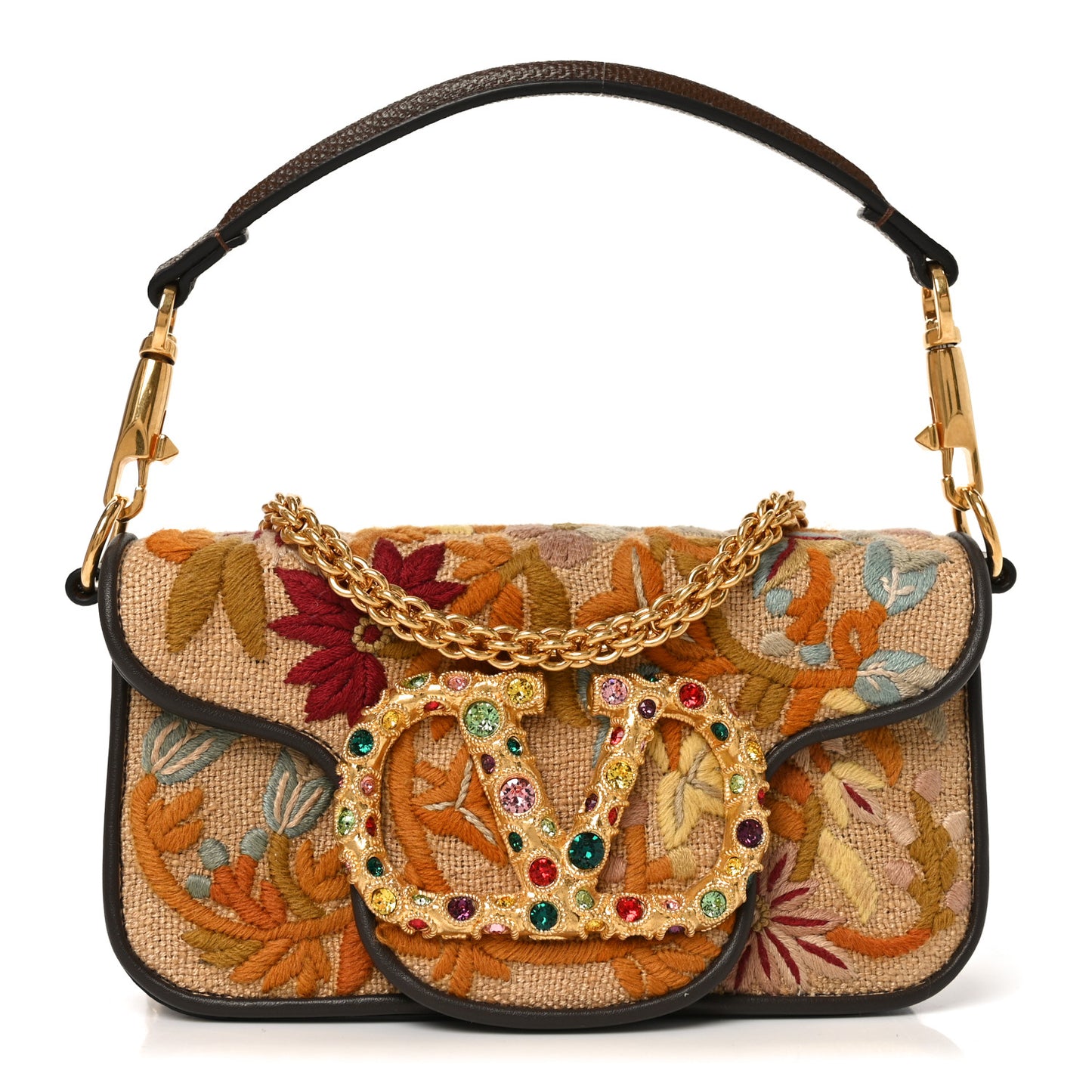 Fabric Karung Crystal Embroidered Vlogo Small Loco Shoulder Bag Multicolor