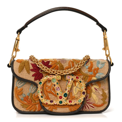 Valentino Garavani Fabric Karung Crystal Embroidered Vlogo Small Loco Shoulder Bag Multicolor 1 of 10