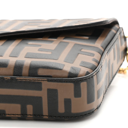 Fendi Vitello Soft F is Fendi Bi-Color FF 1974 Embossed Envelope Wallet On Chain with Pouches Maya Black 10 of 10