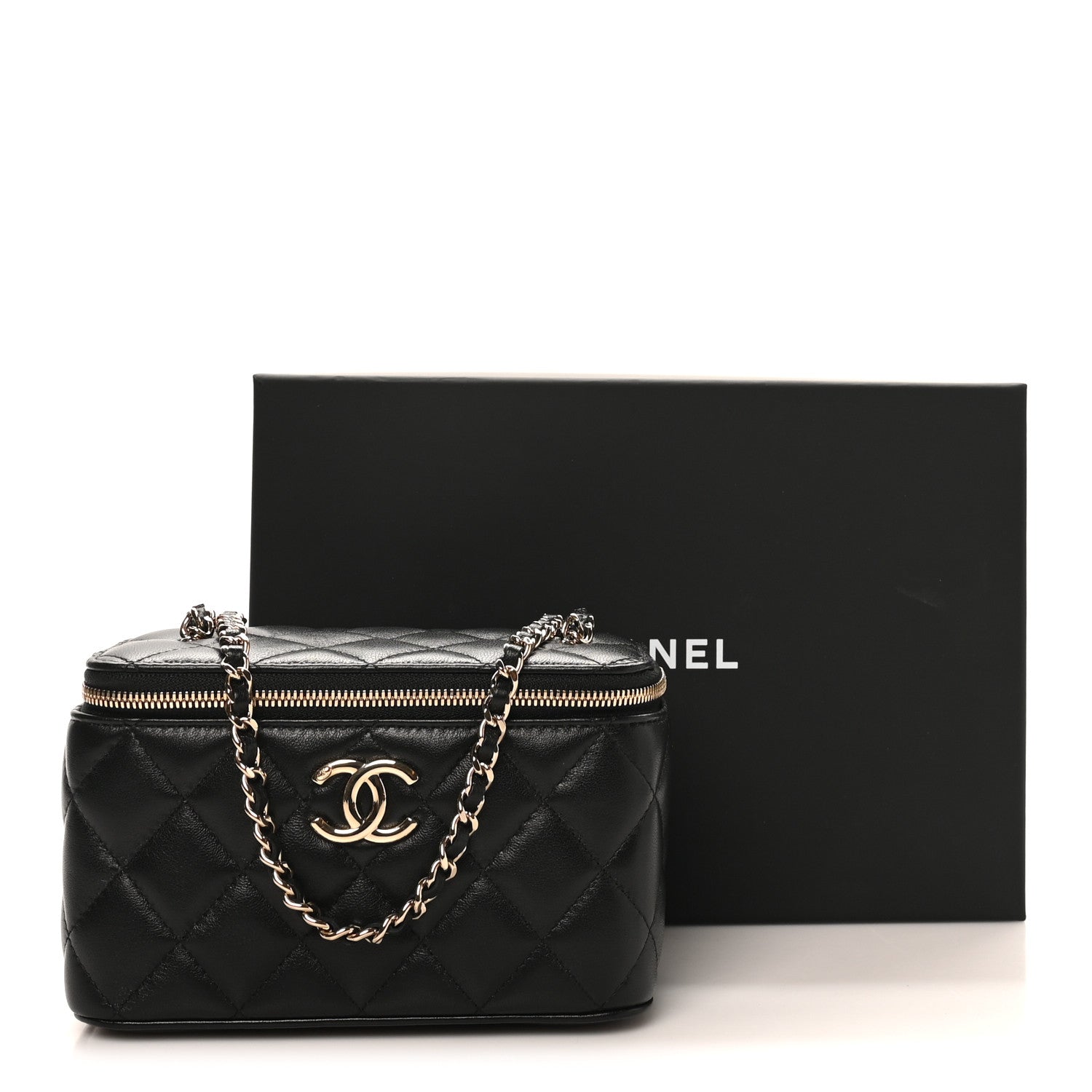 Chanel Lambskin Quilted Small CC Vanity Case Black 22 of 23