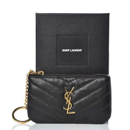 Saint Laurent Calfskin Matelasse Monogram Key Pouch Black 8 of 8