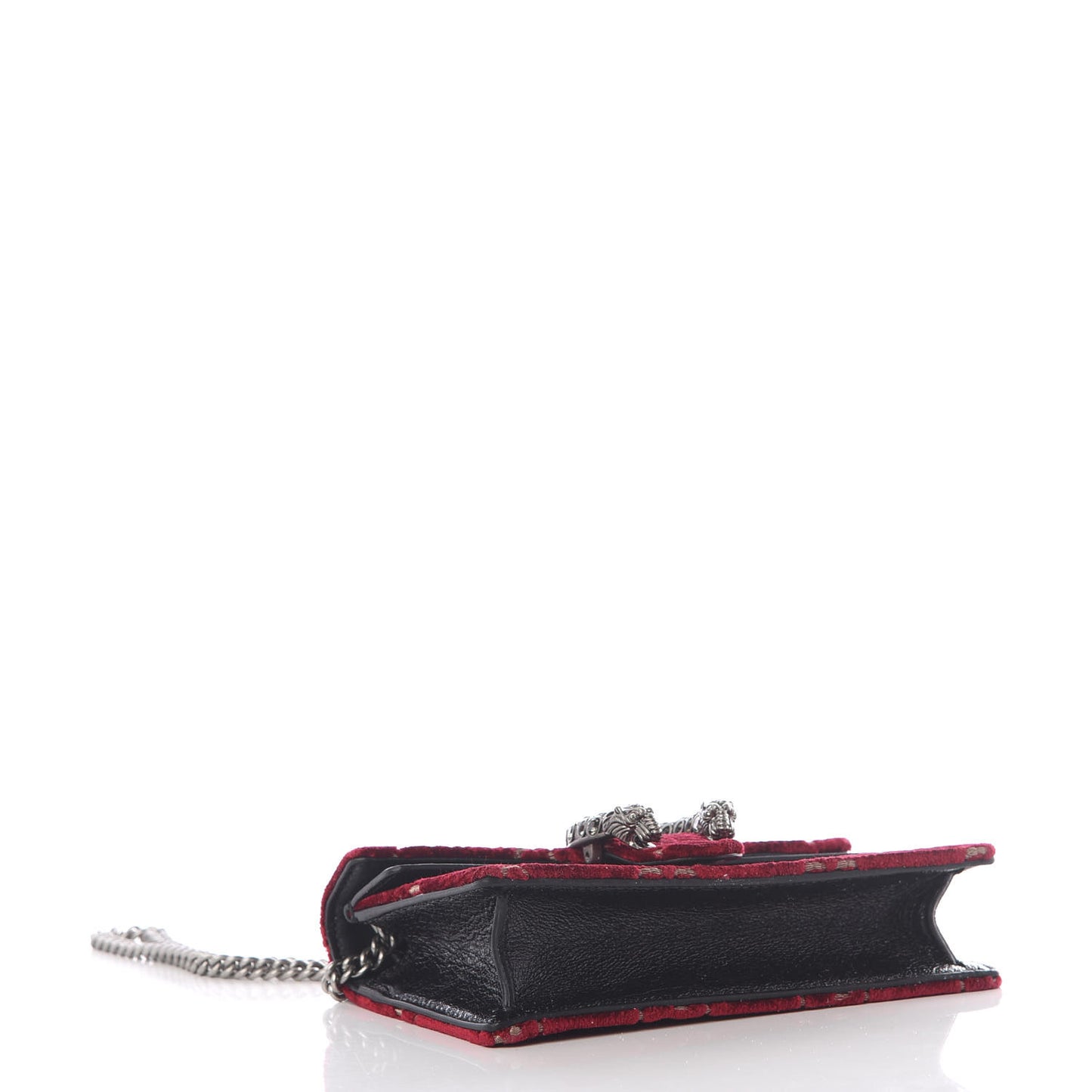 Velvet GG Monogram Super Mini Dionysus Shoulder Bag Red Cipria Black